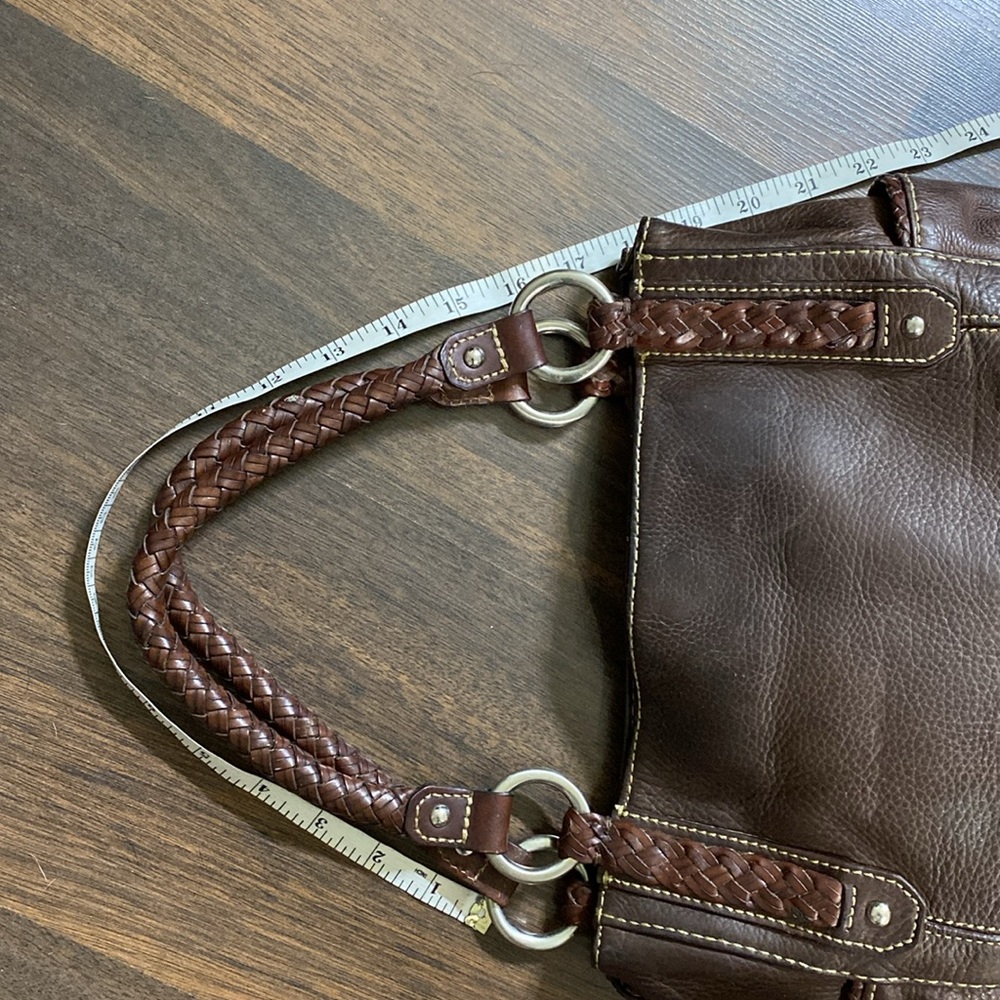 Fossil Vintage Dark Brown Braided Handles Shoulder Bag - Picture 7 of 16